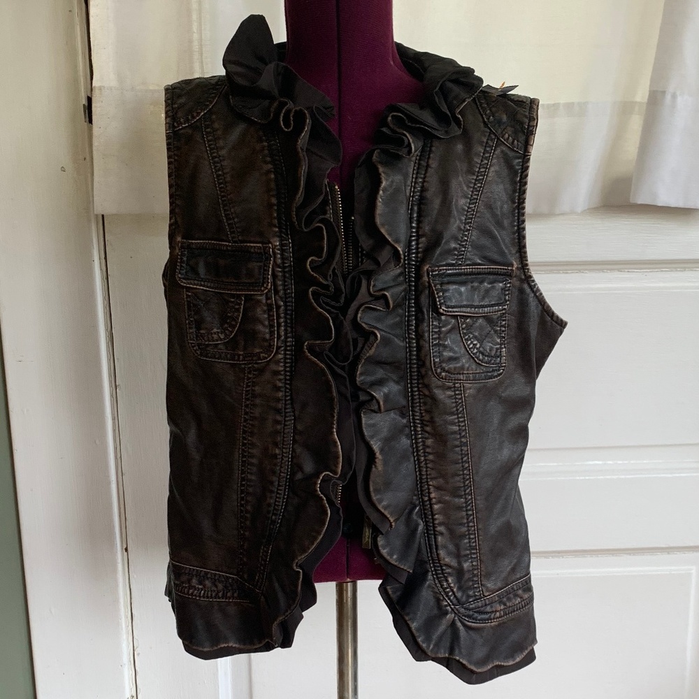 Montanaco Brown Faux Leather Vest